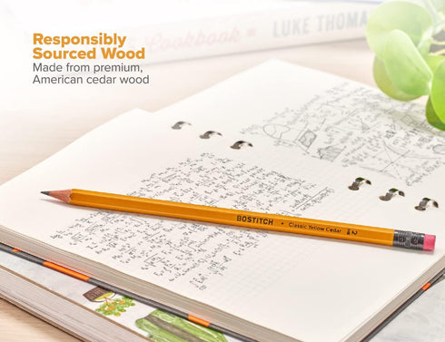 Bostitch Office Premium #2 Pencils, Pre-Sharpened American Cedar Wood, HB Graphite, 144-Pack