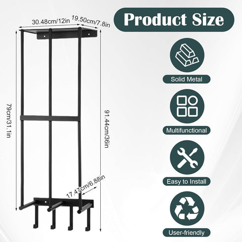 mekueeex 4 Camping Chair Wall Storage for Garage, Metal Camping Chair Storage Rack Wall Holder, Floating Shelf, Hooks