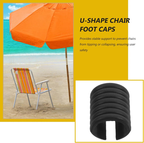 4-Pack 1.25 Inch NUOBESTY U-Shape Chair Leg Caps Nonslip Furniture Pads Floor Protectors for Outdoor Beach Chairs