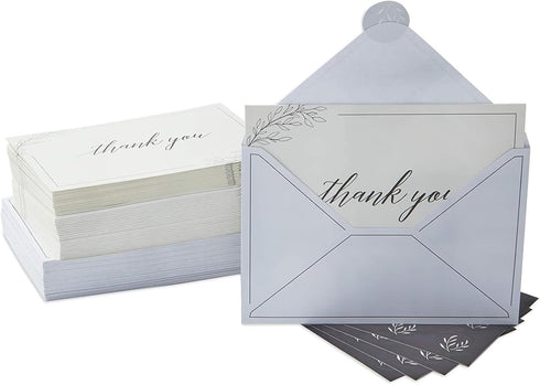 Pipilo Press 4 6 48-Pack, Set Sympathy Thank You Cards with Envelopes & Sticker Seals for Funeral - x in, Black & White