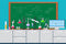 BELECO Science Lab Backdrop 8x6ft Fabric Cartoon Chemistry Classroom Equipment Blackboard Background