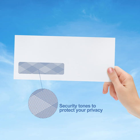 PANDRI 750#10 Single Window Envelopes, Self Seal Security Envelopes with Security Tint for QuickBooks Invoices,