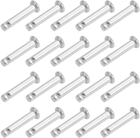 uxcell Single Hole Clevis Pins, 4mm X 20mm Flat Head 304 Stainless Steel Link Hinge Pin, 20Pcs