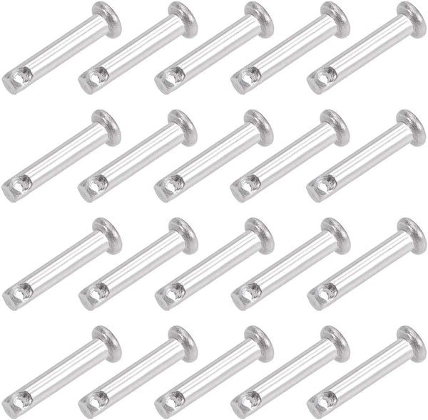 uxcell Single Hole Clevis Pins, 4mm X 20mm Flat Head 304 Stainless Steel Link Hinge Pin, 20Pcs