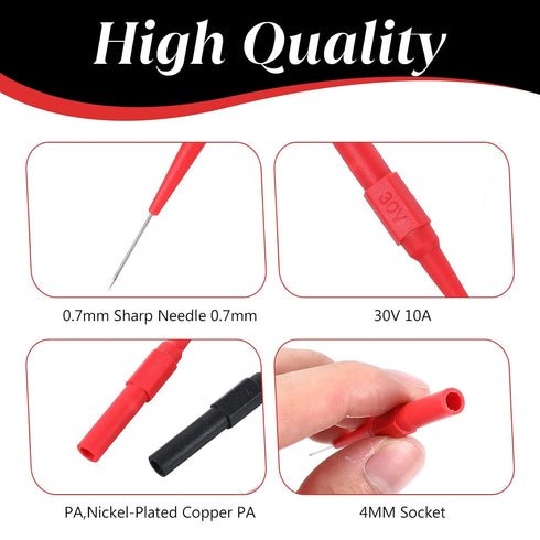 Amabro 10 Pack 4mm Electrical(10) Test Back Probe Pin, Back Probe Kit with Banana Socket Non-Destructive Insulation