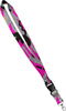 Print Lanyard - Satin Keychain Necklace with Side Release Buckle | ID Badge Holder - 1 Inch, Pink Grey Camo