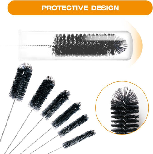 Set,6 12" Brush Family Straw Cleaner Brush Piece Long Pipe Tube Bottle Brushes for Cleaning Narrow Neck Bottles,Coffee