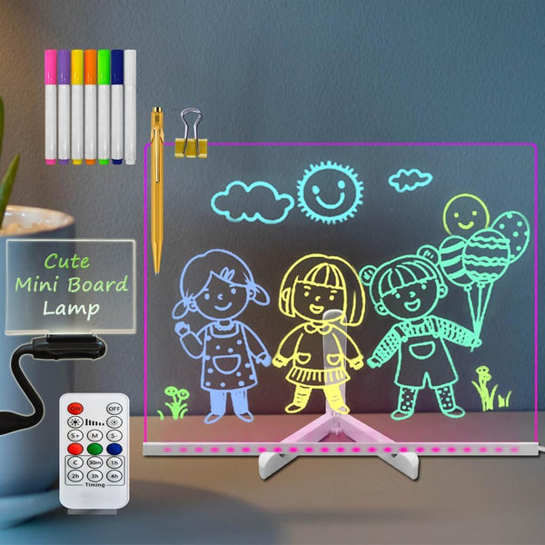 Transparent Glowing LED Night Light Reusable Planning Board 15.7 * 11.81 Inch Dry Erase Board with Remote Control