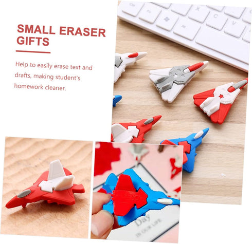 TOYANDONA 18pcs Mini Pencil Erasers, Novelty Puzzles for Kids, Airplane Model Toy, Holiday Bag Filler