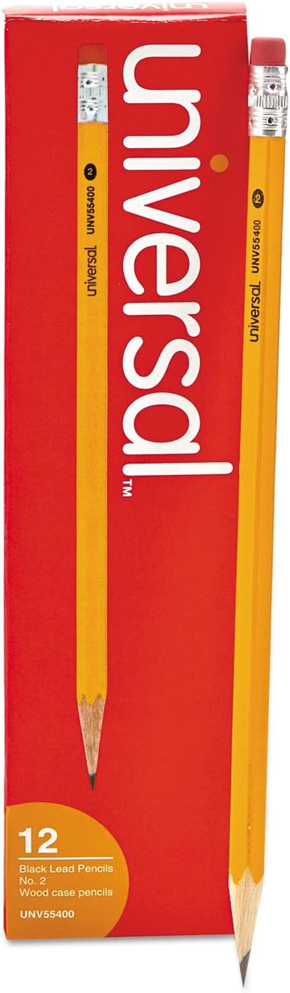 Universal UNV55400 HB #2 Woodcase Pencil - Yellow Barrel/Black Lead (1-Dozen)