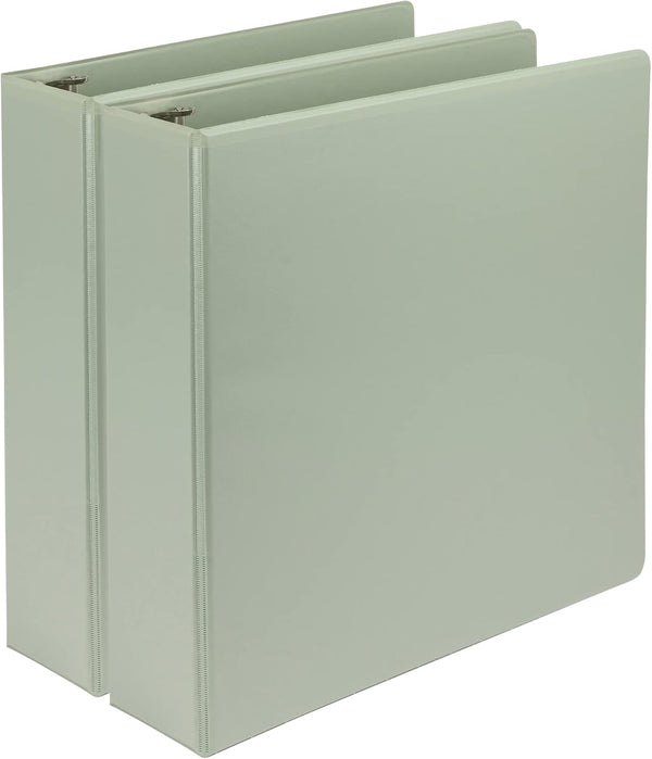 Samsill Earth's Choice 2 Pack, 2-Inch Durable D-Ring View Binder, Eco-Friendly, USDA Certified Biobased, Sage Green
