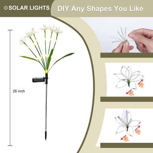Putuzmic 2-Pack 2 Solar Garden Lights Outdoor: Waterproof DIY Decorative Firework Lights with Modes for Yard Patio
