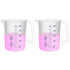 2PCS Plastic Beakers with Handle, 1000ml Measuring Cup with Blue Scale Line for Science Activities and Household Use