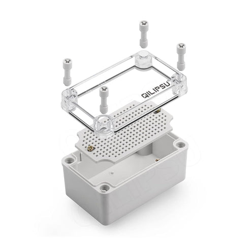QILIPSU Junction Box with Mounting Plate, 110x80x70mm, Grey Plastic DIY Electrical Project Case, IP67 Waterproof