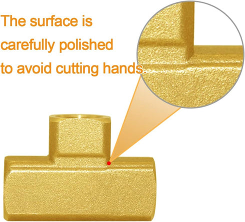Joywayus Brass Pipe Fitting Barstock Tee, 3 Way 1/4" NPT Female Hose Fitting, Pack of 2