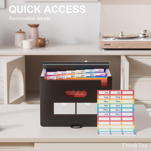 ThinkTex Accordion File Organizer, 12-Pocket Expanding File Folders for Paper Receipts, Bills & Taxes Organizer