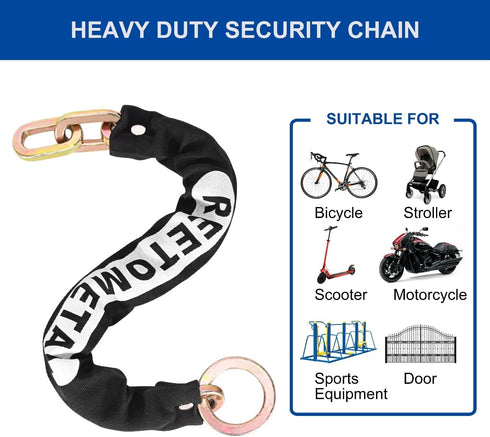 2.5FT 3/8" Heavy Duty Security Chain, x Thick Hardened Steel Cut Proof Anti-Theft Lock Chain for Motorcycles, Bikes