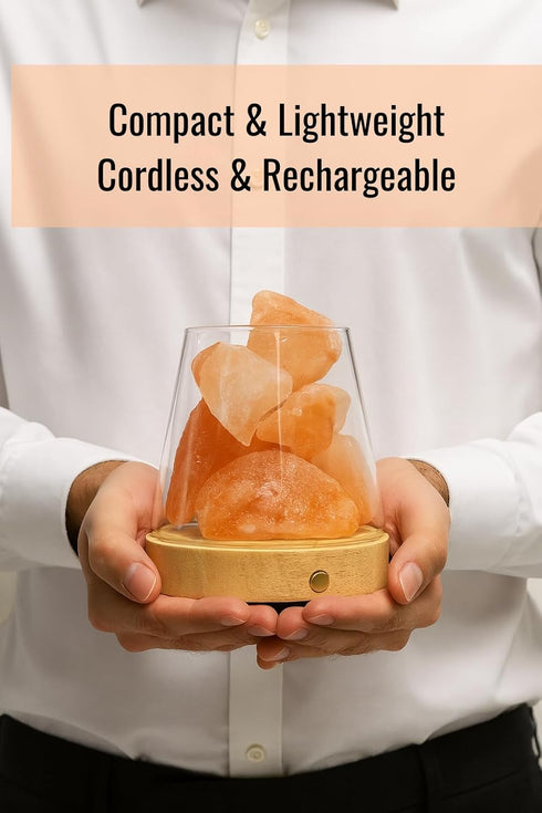 Mystic Romance Himalayan Salt Lamp Rechargeable, Pink Himalayan Salt Crystal Lamp in Glass, Color Changing Cordless