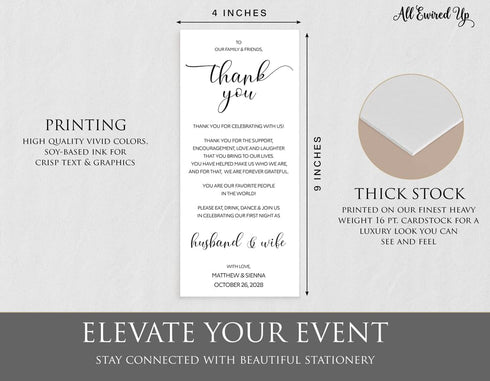 Setting, All Ewired Up Wedding Thank You Note, Printed Personalized, Place Thank You Card, Greenery, Eucalyptus