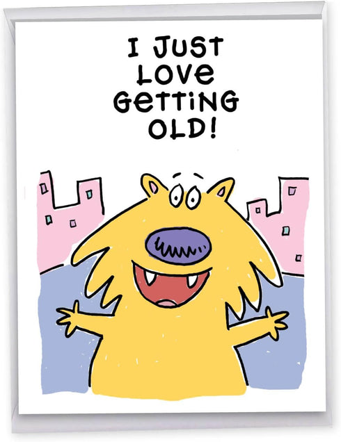 NobleWorks - 1 Cartoon Jumbo Birthday Card (8.5 x 11 Inch), Funny Bday Notecard, Comic Humor