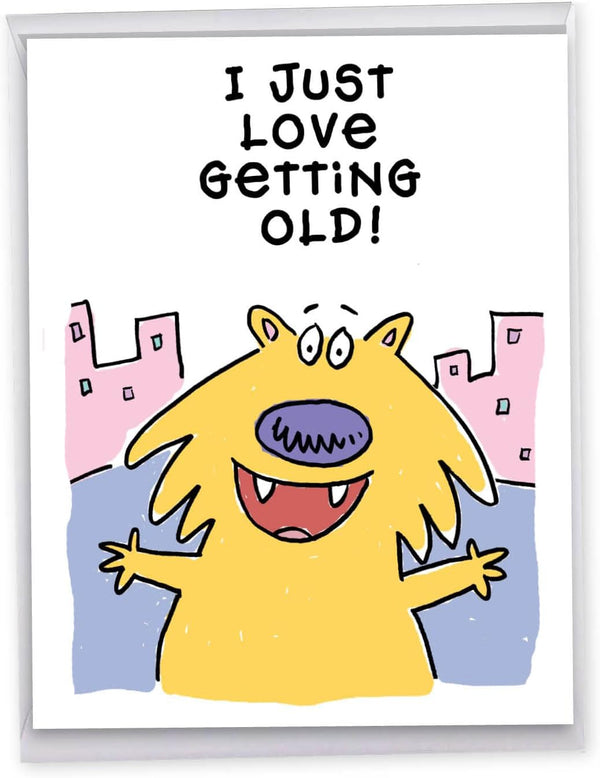 NobleWorks - 1 Cartoon Jumbo Birthday Card (8.5 x 11 Inch), Funny Bday Notecard, Comic Humor