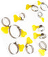 15-Pack Mixed Pack Yellow Stainless Steel Hose Clamps, Adjustable Thumb Screw Key Type Clamps for Plumbing