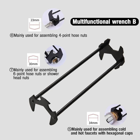 2pcs Multifunctional Sink Wrench, Universal Faucet Tool, 7 Sizes for Tight Spaces, Plumbing Tools for Kitchen Bathroom
