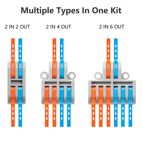 84Pcs Electrical Connector Assortment Pack, 2 in 2 Out Quick Compact for AWG24-12 Lever Wire Connectors
