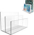 Clear Acrylic 2 Sections File Holder, Desk Organizer for Office Files, Wallet & Purse Display Stand (Clear 2 Sections