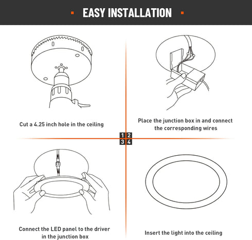 2 Pack 4 Inch 5CCT 4 Inch Dimmable 2700K/3000K/4000K/5000K/6000K, 9W 700lm Recessed Lighting with Junction Box, Black