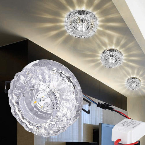 Haofy Ceiling Crystal Light Fixture, LED Recessed Lamp, Modern Chandelier Home Lighting Fixtures for Bathroom, Living