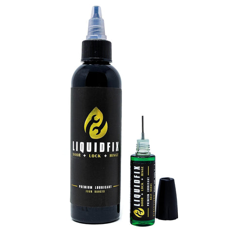 LIQUIDFIX Door, Lock & Hinge Lubricant - Reduces Noise Instantly - 4 oz Dropper & 0.5 oz Needle Oiler for Sliding Doors