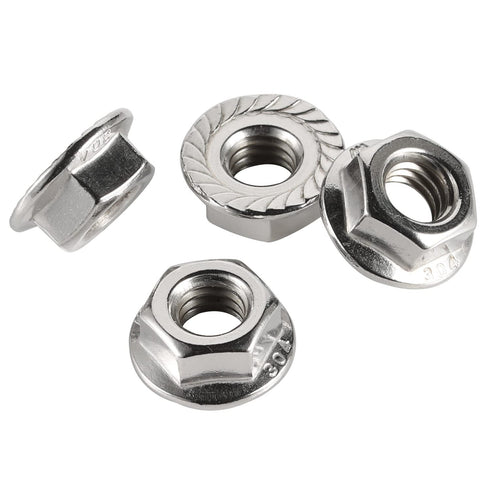 5/16-18 Serrated Flange Nut Hex Lock Nuts, Stainless Steel 304, Bright Finish, Quantity of 40