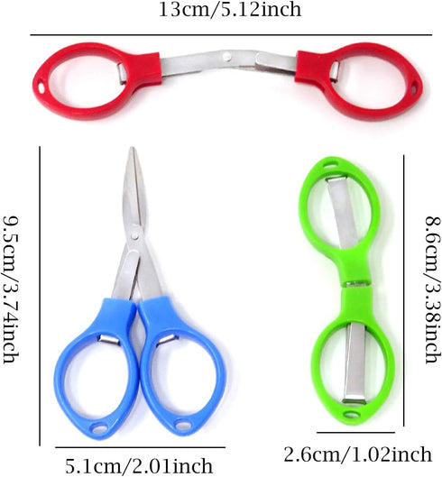 yueton 4pcs Colorful Plastic Handle Folding Safety Scissors with Keychain Holes for Craft Fishing