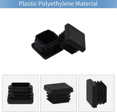 WZB 1 Pack 1x1 Square Tube End Cap Plastic Plugs, 12 Pack, 1x1 Inch Square Tubing Plug, Fence Post Pipe Cap Cover