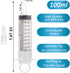 100ml Large Syringes, Individually Sterile Sealed Plastic Syringe for Liquid, Scientific Labs, Measurement, Pet Feeding ,Ink Refilling ,Oil or Glue Applicator(1 Pack)