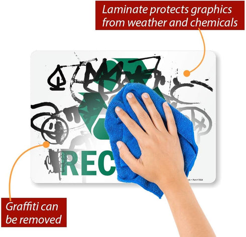 SmartSign U1-1028-ND Adhesive Vinyl Label, "Recycle" with Graphic, 10" high x 14" wide, Green on White