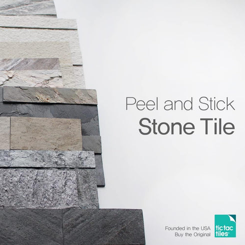 4-Sheets 3D Tic Tac Tiles Peel and Stick Self Adhesive Stick On Kitchen Backsplash Bathroom Stone Tiles (Natural White)