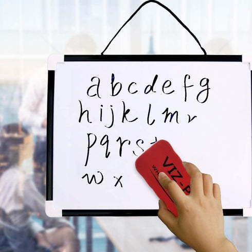 Magnetic Dry Erase Board VIZ-PRO, Children Drawing Board/Kids Writing Whiteboard, Black Plastic Frame, 12" x 8"