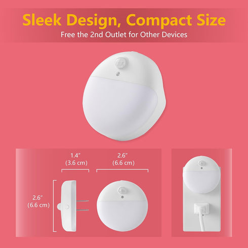 YUNLEX 2 Pack 3 Dimming, Plug in Red Sleep Night Light, Dusk to Dawn, Lighting Ways, Soft Glow, Stepless LED Lights