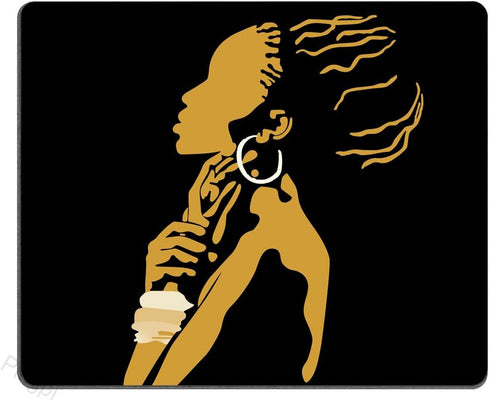 Custom Gaming Mouse Pad, African Women with Black Background Non-Slip Rubber Mousepad
