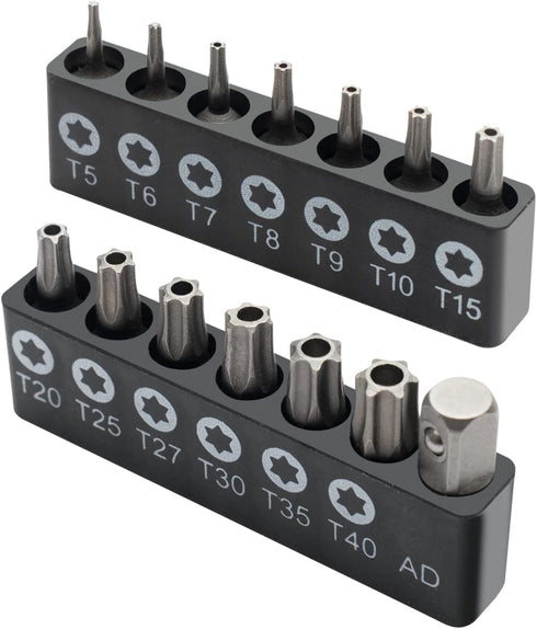 ROTATION 14-Piece Tamper Resistant Star Bits, Chrome Vanadium Steel, T5 - T40 Impact Grade Security Torx Bit Set