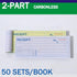Gimehome 50 Sets 7 1/2" 2 3/4" 2-Part Cover(3pack) Money or Rent Receipt Book, x Carbonless, White & Canary, Bound