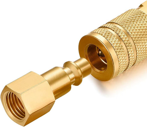 1/4 Inch NPT Brass Female Air Hose Quick Connect Adapter, Industrial Solid Brass Fittings Plug Kit, 10 Piece