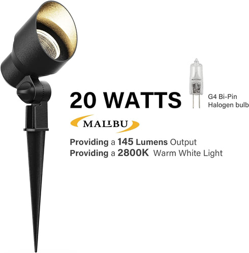 Malibu Low Voltage Landscape Lighting 20W Outdoor Spotlight G4 Halogen Bulb Weatherproof Lights for Low Voltage Landscape Lighting Floodlight Driveway, Yard, Lawn, Flood, Garden by Malibu C
