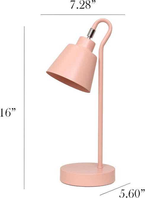LD1079-BPK 16" Simple Designs Sleek Essentials Metal Looped Desk Task Lamp with Adjustable Shade, for Office, Desk