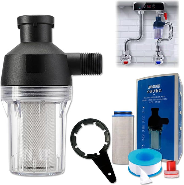 Spin Down Sediment Filter, Reusable Water Filter with 250 Mesh Screen, Leak-Proof Gasket for Water Heaters, Purifiers