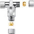 Lead-Free Brass Chrome-Plated Add-A-Tee 3-Way Angle Stop Valve, 3/8 Inch for Water Filters