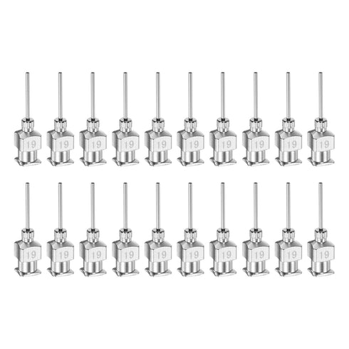 20pcs 19Gauge Stainless Steel Dispensing Needles, 1/2" Luer Lock for Thick Liquids, Ink, Glue, Lab Use