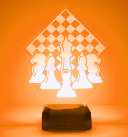 Jinnwell 3D 16 Chess Night Light Lamp Illusion Night Light Color Changing Table Desk Decoration Lamps Gift Acrylic Flat